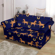 Horse Luxury Dark Blue Background Pattern Sofa Cover