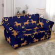 Horse Luxury Dark Blue Background Pattern Sofa Cover