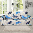 Butterfly Blue Pattern Background Sofa Cover