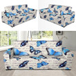 Butterfly Blue Pattern Background Sofa Cover