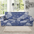 Blue Patchwork Pattern Background Sofa Cover