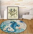 Seahorse Mediterranean Sea Life 3d Graphic Design Round Rug Home Decor