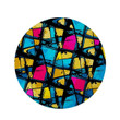 Abstract Psychedelic Graffiti Yellow Red Blue Theme Round Rug Home Decor