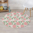 Pink Rose Flower Delicate Style Round Rug Home Decor
