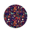 Aztec Psychedelic Trippy Daily Activities Pattern Round Rug Home Decor