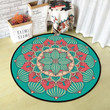 Hot Pink And Cyan Beautiful Vintage Flower Texture Round Rug Home Decor