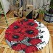Hand Draw Red Flower Modern Artistic Round Rug Home Decor