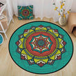 Turquoise Green Yelllow Color Texture Round Rug Home Decor