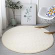 Round Coral Fleece Carpets Brown Modern Solid Colour White Theme Round Rug Home Decor