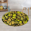 Brilliant Yellow Monarch Butterfly Round Rug Home Decor