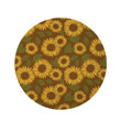 Brown Theme Sunflower Green Leave Garden Round Rug Home Decor