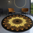 Modern Yellow Flora Watercolor Round Rug Home Decor