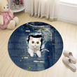 Denim Pant Cat Flannel Cartoon Round Rug Home Decor