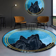 Black Mountain Pattern Blue Round Rug Home Decor