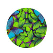 Green And Blue Butterfly Design Round Rug Home Decor