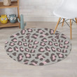 Grey And Pink Leopard Design Round Rug Home Decor