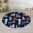 Cute Cat Style Navy Theme Round Rug Home Decor