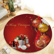 Theme Red Merry Christmas Holiday Illustration Round Rug Home Decor