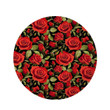Realistic Red Rose Floral Black Theme Round Rug Home Decor