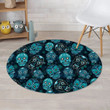 Blue Sugar Skull Scary Character Round Rug Home Decor