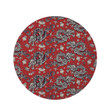 Red Theme Black And White Chinese Dragon Floral Round Rug Home Decor