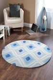 Gold Collection Geometric Blue Round Rug Home Decor
