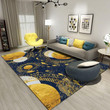 Blue Yellow Round Pattern Area Rug Home Decor