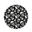 Black Theme White Skull Pattern Round Rug Home Decor