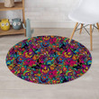 Tribal Hippie Trippy Colorful Style Round Rug Home Decor