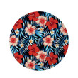 Tropical Hibiscus Flower Blue Leave Round Rug Home Decor