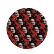Black Background Brilliant Red Rose And Skull Round Rug Home Decor