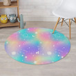 Holographic Star And Cute Planet Round Rug Home Decor