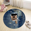 Modern Jeans Adorable Cat Lovely Background Round Rug Home Decor