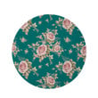 Vintage Watercolor Pink Rose Flower Teal Theme Round Rug Home Decor