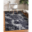 Faded Style Black Theme Abstract Art Area Rug Home Decor