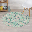 Floral Mint Butterfly Light Color Background Round Rug Home Decor