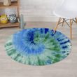 Green And Blue Tie Dye Design Round Rug Home Decor