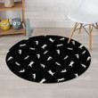 Silhouette Cat Dancing Black Theme Round Rug Home Decor