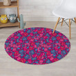 Psychedelic Trippy Hippie Heart Blue And Pink Pattern Round Rug Home Decor