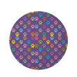Colorful Tiny Paw Pattern Purple Theme Round Rug Home Decor