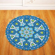 Dodger Blue And Turquoise Geometric Pattern Round Rug Home Decor