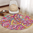 Bright Color Happy Day Floral Pattern Round Rug Home Decor