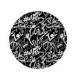 Black And White Graffiti Doodle Text Round Rug Home Decor