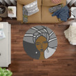 Round Rug Home Decor Brown And Beige African American Woman In Head Afro Bohemian