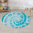 Turquoise Tie Dye Swirl Pattern Round Rug Home Decor