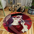 Red Modern Abstract Woman Round Rug Home Decor