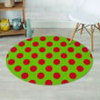 Green And Red Polka Dot Design Round Rug Home Decor