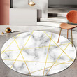 Golden Line On White Modern Watercolor Round Rug Home Decor