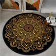 Yellow Gorgeous Mandala Artistic Round Rug Home Decor