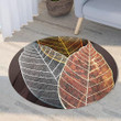 Tricolour Leaves Pattern Modern Round Rug Home Decor